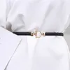 Ceintures Boucle ronde en or femmes ceintures en cuir PU mince dames robe ceinture réglable sauvage marron noir femme ceinture ceinture Z0223