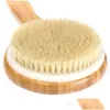 Bath Tools Accessories 40Cm Round Shape Bristle Long Handle Wooden Shower Body Back Brush Spa Scrubber Soap Cleaner Exfoliating Ba Dhl1C