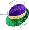 البالغين Mardi Gras Fedora Sequin Hat موضوع عيد الميلاد عيد الهالوين ملحقات ملحقات الرجال نساء كرنفال موسيقى الجاز القبعات