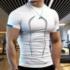 T-shirts pour hommes Chemise de fitness à manches courtes pour hommes d'été en cours d'exécution Sport Gym Muscle T-shirts surdimensionné entraînement décontracté hauts de haute qualité