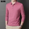 Erkek Polos Top Grade Lüks Moda Marka Tasarımcısı Polo Gömlek Erkekler Düz Sıradan Slim Fit Kore Uzun Kol Üstleri Erkek Giyim 230227