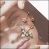 CAR DVR Stud 4 Par Flower Lotus Earring Set For Women Water Drop Ear Jacket Enkel smyckesleveransörhängen DHTBR