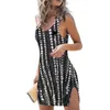 Trajes de baño de mujer Bikini de mujer Cubrimientos Sin mangas Recorte Blusa transparente Escote en V Tie Dye / Mini vestido con estampado de girasol