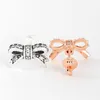 18K Rose Gold Bow Stud Earring voor Pandora Real Sterling Silver CZ Diamond bruiloft sieraden voor vrouwen vriendin geschenk bowknot designer oorbellen met originele doos