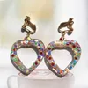 Dos boucles d'oreilles UJBOX paillettes amour coeur Sequin résine vis Clip sur pour femmes filles pas de Piercing bijoux cadeau