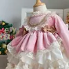 Vestidos de menina bebê menina princesa renda vestido de travamento espanhol infantil menina de criança vintage vestido birthation birthday concurso de bebê roupas de bebê 1-10y w0224