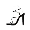 Sandaler Sexiga kvinnor Summer Thin Heels Peep Toe Elastic Band Shoes Fashion Back Strap Shallow Super High Plus 43