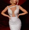 Sexy Evening Dresses Sleeveless V Neck Straps Pearls Beaded Appliques Sequins Floor Length Celebrity Diamonds Formal Prom Dress Plus Size Gowns Party Dress