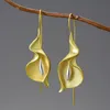 Mankiet Ear Lotus Fun 18k Gold Długie wiszące Kolczyki kadłubowe Calla lilia dla kobiet prawdziwe 925 Srebrny luksusowy biżuteria 230225
