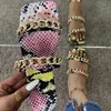 677 Sandals Summer Snake Artificial Shoes 2024 Pattern Leather Women Flat Sexy Ladies Roman Beach Big Size Flip Flops 625