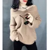 Women's Sweaters Girls Thick Striped Autumn Winter Loose V-neck Knitted Lantern Sleeve Fluffy Sweater Casual Women Pullover StreetwearWomen'