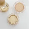 Table Mats & Pads 2Pcs Bamboo Woven Vintage Flower Shape Hollow Design Storage Basket Cup Coasters Sundries Container Decor