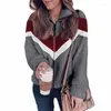 Women's Jackets Autumn Winter Warm Women's Clothes Loose 5XL Big Plus Size Plush Hoodie Zipper Patchwork Woollen Ladies Coats And Women