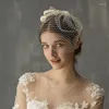 Coiffes Femmes Une Couche De Mariage Blusher Voile Ruban Bowknot Avec Peigne Coiffe Élégant Merveilleux Vérifier Rétro Vintage Lady Ivoire