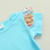 Kläderuppsättningar LIORITIIN 1-6 år Toddler Baby Girl 2st påskuppsättning kort ärm Solid Top Shirt Animal Printed kjoldräkt