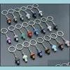 Auto DVR Key Rings Natural Stone Chain Ring Mushroom Hanger schattig mini -standbeeld Charms Keychain Mooie sleutelhanger voor autobas ornament Drop Dh52o