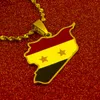 Pendentif Colliers En Acier Inoxydable Syrie Carte Drapeau Collier De Mode Émail Syriens BijouxPendentif