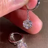 Boucles d'oreilles créoles en or blanc 10 carats pour femmes avec pince à goutte Moissanite diamants 0,5 1 2 3 carats rond fête de mariage fiançailles anniversaire