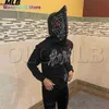 Heren Hoodies Sweatshirts Volledige rits omhoog Hoodie Y2K Men Streetwear Long Seve Rhinestones Spider Web Goth Sweatshirt Oversized O Kleding Hoodie Sweater 907H 907H