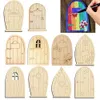 اللوحة لوازم الجنية باب حديقة Multi Designs Mini Wooden Doors DIY Craft Kit فارغة مصغرة غير مكتملة