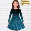 Mädchenkleider Kleines Mädchen Mode Lässiger Langarmrock Rundhals Midirock Knierock Schöner Prinzessinnenrock Herbst Bedrucktes lockeres Kleid 230227