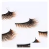 Falsos cílios novos 3 pares / conjunto Faux Mink Hair Colorf 3D Brown Gradiente Color Eyelash Extensions Drop Drop Health Beauty Makeup Dhdna