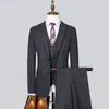 Erkek Suit Blazers Jacketvestpants Erkekler Lüks Takım Kore İnce İş Takım Gri Ekose Groomsman 3 PCS Set Drees Pantolon Yelek Blazer 230227