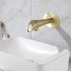 Rubinetti per lavabo da bagno Rubinetto per lavabo in ottone Miscelatore di lusso a parete e nero freddo / oro spazzolato