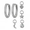 Boucles d'oreilles créoles Huggie CANNER 925 argent lune/étoile/croix/perle pendentif pour femmes 2023 boucle d'oreille avec breloques Pendientes mode Oorbel