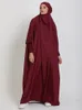 Vêtements ethniques Femmes musulmanes Jilbab Onepiece Robe de prière à capuche Abaya Smocking Manches Islamique Dubaï Saoudien Robe noire Turc Modesty 230227