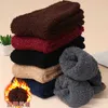 Heren sokken mannen winter warme pluizige sokken massief kleur zacht koraal fleece elastische fluweel sokken binnen de vloer handdoek sokken ademen pluche sokken z0227