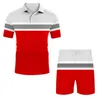 Trajes masculinos de traje de halloween para homens mass de manga curta e shorts define verão 2 All White Red Red Pinstripe Menmen's