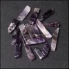 Car DVR Stone Armethyst Crystal Quartz Stick Beads Top Pray Purple Lourdant for Jewelry Making حوالي 2 مم حفرة Deliv Dhzby