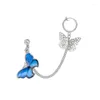 Kolczyki Dangle Dams Fashion Długie oświadczenie Metal Blue Butterfly Chain Tassel Retro Drop for Women Jewelry