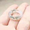 Bagues de cluster vente anneau d'agate d'herbe d'eau naturelle amulette de jadéite chinoise bijoux de charme de mode sculpté à la main artisanat cadeaux pour femmes hommes