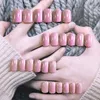 Unghie finte 24 pezzi Patch per unghie Tipo di colla Moda Rosa Viola Manicure Risparmia tempo Regali per ragazze Accessori
