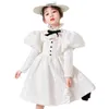 Girl's Dresses Luxury Young Children Girls Vintage White Dress Ball Gown Kids Princess CLothing Plain Child Stage Show Comes Baptism Dresses