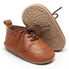 First Walkers Baywell Baby Shoes Girls Boys British Style-Up Lace-up أصلي جلدي مضاد للانزلاق القماش الأحذية الرياضية الأحذية