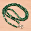 Braccialetti con ciondoli Braccialetto Yoga per meditazione fatto a mano antico unico per donne Malachite Lotus 108 Bead Mala Perline di preghiera buddista tibetano