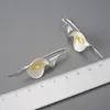 Polsino dell'orecchio Lotus Fun 18K oro lungo appeso Calla Lily Fiore orecchini pendenti per le donne Vero argento sterling 925 gioielleria raffinata di lusso 230225