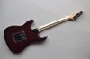 Chitarra elettrica marrone a 6 corde con impiallacciatura in radica di acero Tastiera in acero Floyd Rose personalizzabile