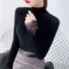 Women's Sweaters Winter Clothes Women Korean Fashion Slim Sweater Lace Design Turtleneck Warm Basic Long Sleeve Top Ladies Sweater Pull Femme 230227