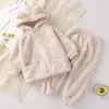 Pyjamas baby pojke flicka kläder pajamas set flanell fleece spädbarn småbarn barn varm huva sömnkläder hem kostym vinter våren hösten 1-5y 230227