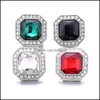 CAR DVR Clasps Hooks Colorf Rhinestone Forped Square 18mm Snap Clasp Sier Color Color Tharms for Snaps Lover Goftwings Sup dhgak