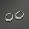 Hoop Earrings Vintage Stainless Steel C-shaped For Women Trend Geometric Retro Fish Patterns Ear Buckle Men Jewelry