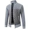 Mäns jackor Autumn Winter Men Jacket Slim Fit Stand Collar Zipper Jacket Men Solid Thick Warm Jacket Men tröja 230227