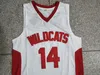 QQ8 Troy Bolton #14 High School Wildcats NCAA College Basketball Jerseys Crestwood High School Knights White Red Size S-XXL