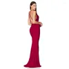 Party Dresses Stretchy Cowl Neck Backless Cross Straps Leg Slit Sexy Evening Dress Bridesmaids Wedding Guest Long Gown