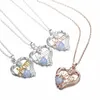 Pendant Necklaces Charming Personality Unique Engagement Women Party Link Chain Colorful Natural Stone Stainless Steel Heart Shape Jewelry O