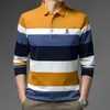 Men's Polos Ymwmhu Multi-color Polo Shirt for Men Long Sleeve Fashion Slim Fit Man's Shirts Autumn Long Sleeve Casual Korean Polo Shirts 230227